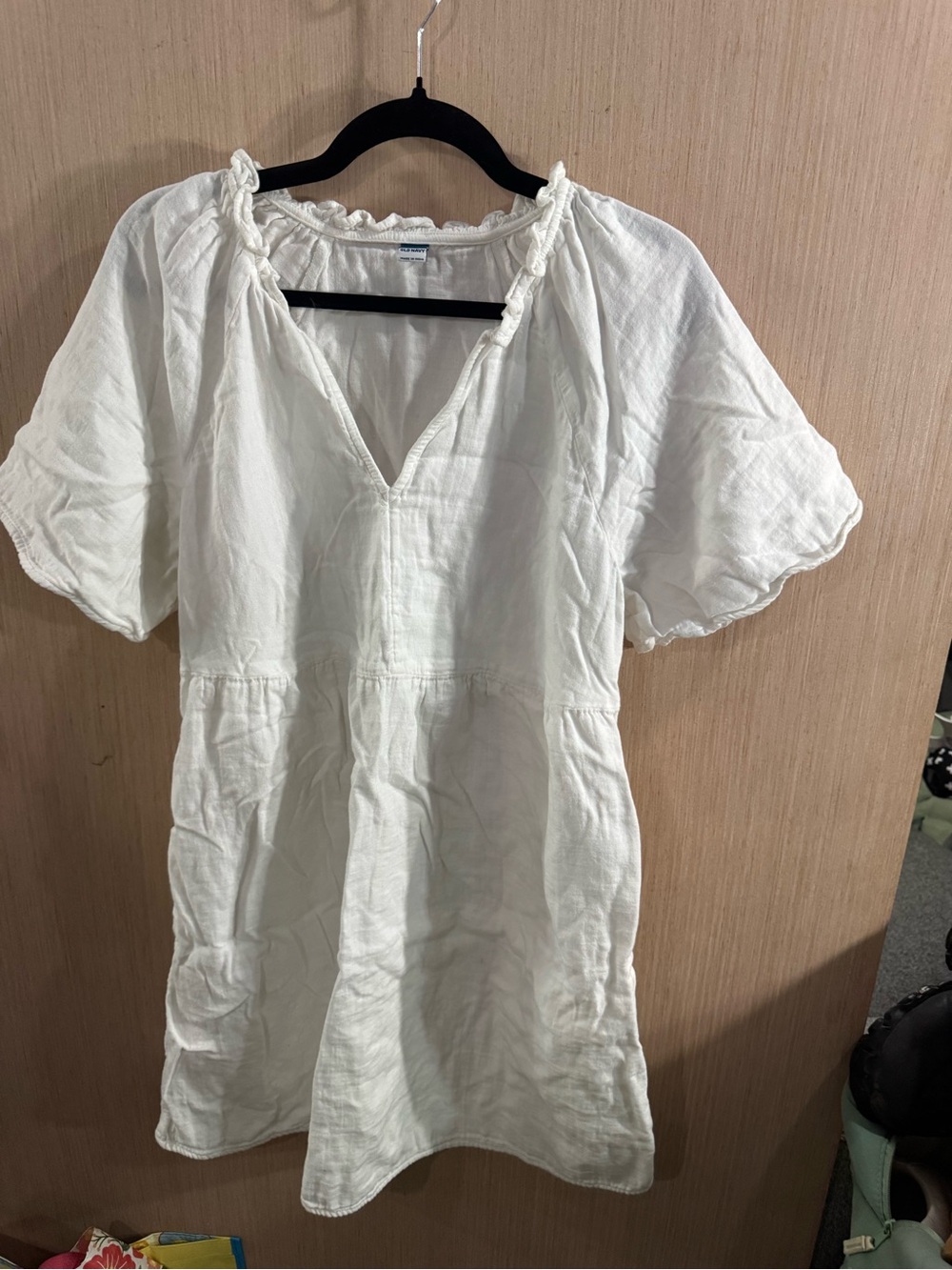 Women’s‎ Old Navy White Women's Cotton Peasant Mini Dress Size Medium